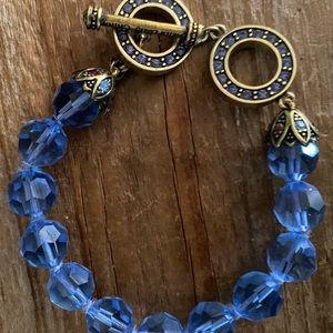 Heidi Daus Blue Faceted Crystal Toggle Bracelet